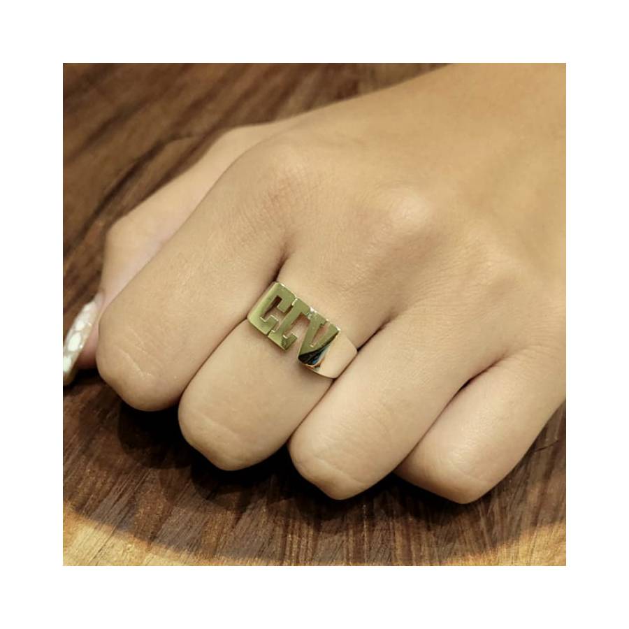 Anillos de Iniciales Calados  Plata y Oro
