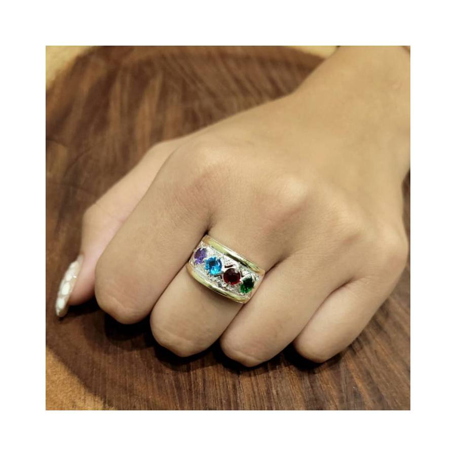 Anillos 4 Pedras de Plata y Oro