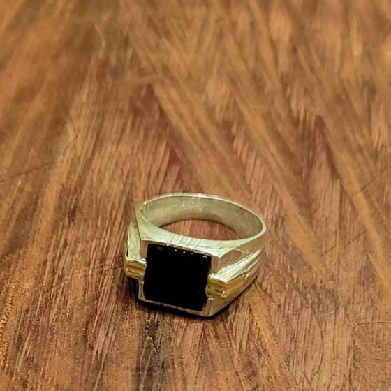Anillos Sello de Onix Plata y Oro