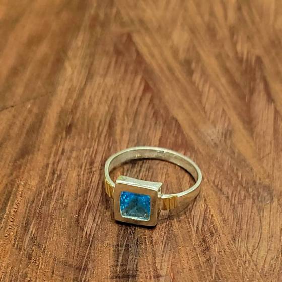 Anillos Cuadrado c/Cubic Plata y Oro