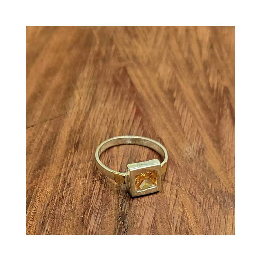Anillos Cuadrado c/Cubic Plata y Oro