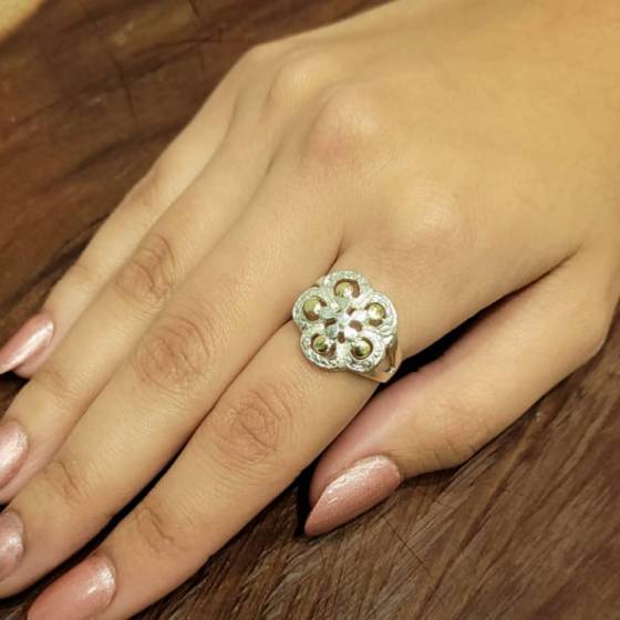 Anillos Flor Calado de Plata y Oro