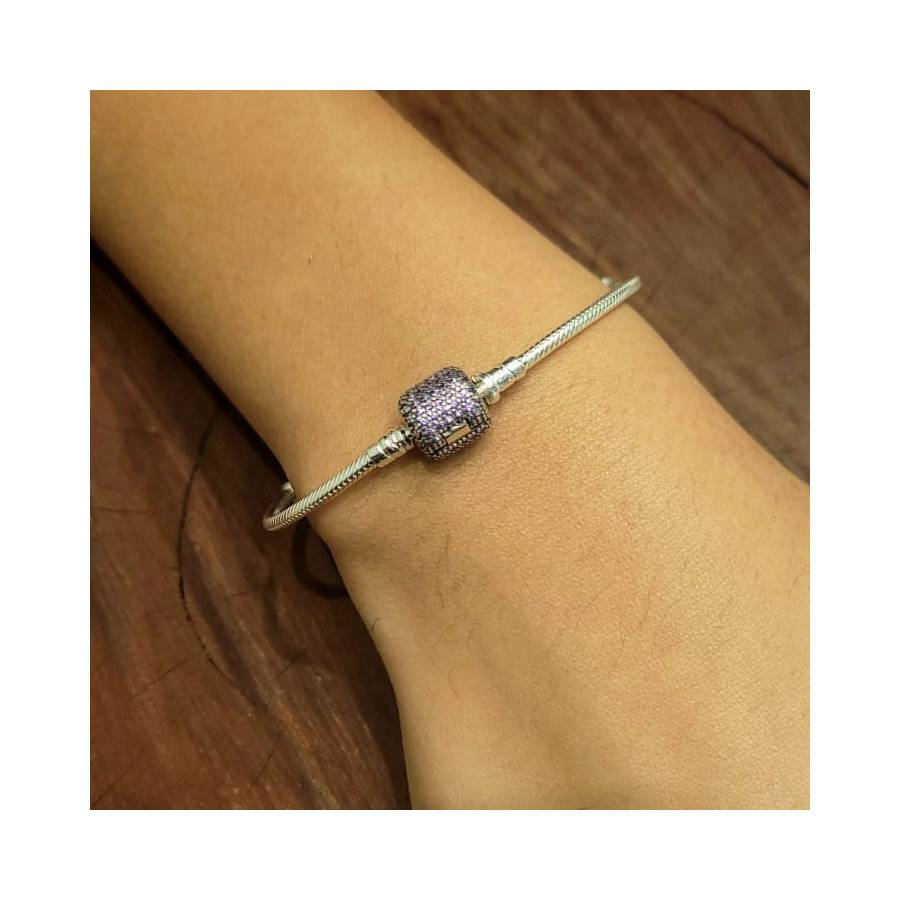 Pulseras Importado Pandora 19cm Redondo Lila