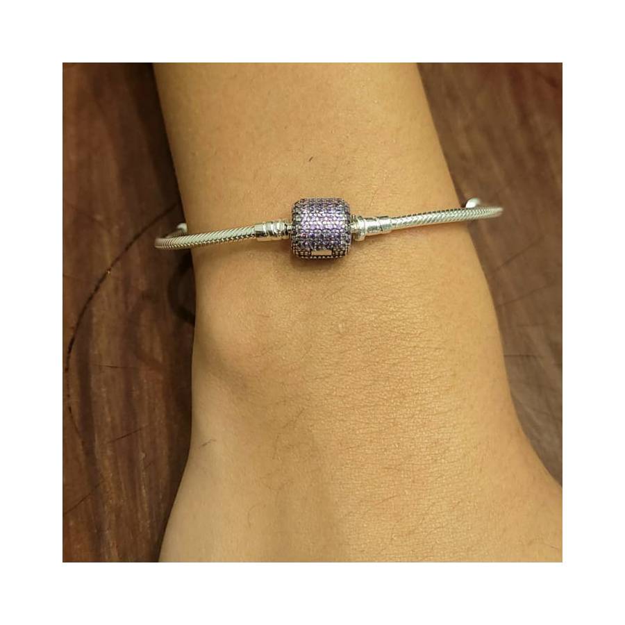Pulseras Importado Pandora 19cm Redondo Lila