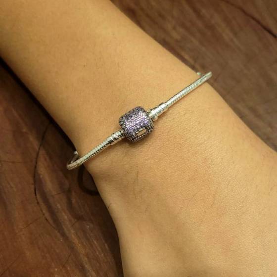 Pulseras Importado Pandora 18cm Redondo Lila