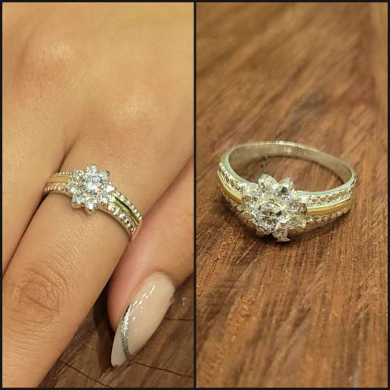Anillos Flor de Piedra Plata y Oro