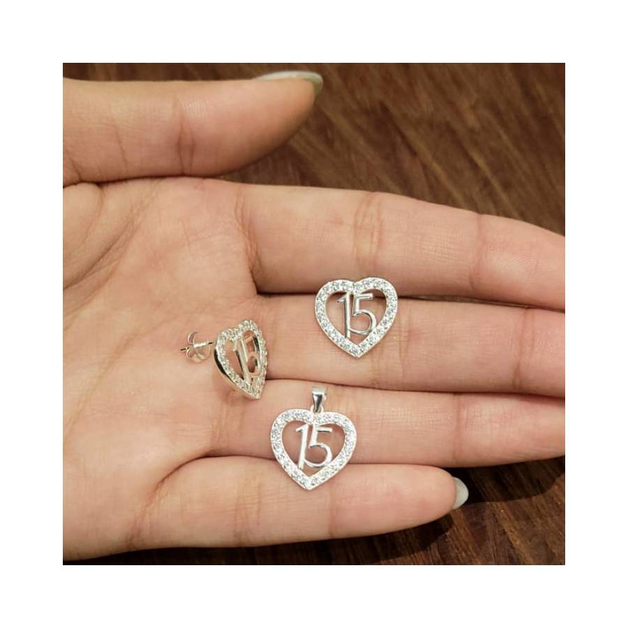 Aros y Dije Importado Conjunto 15 Años