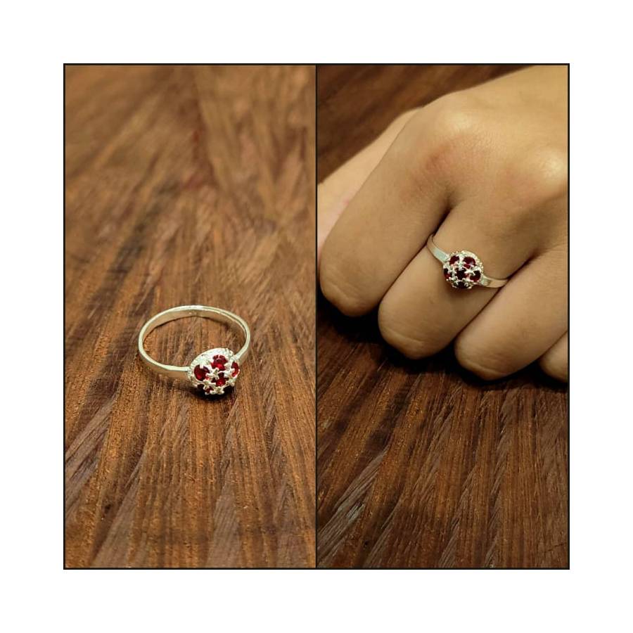 Anillos Frutilla 6 piedras de 8mm