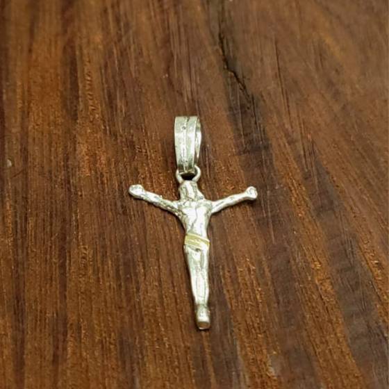 Dijes Crucifijo 32mm Plata y Oro