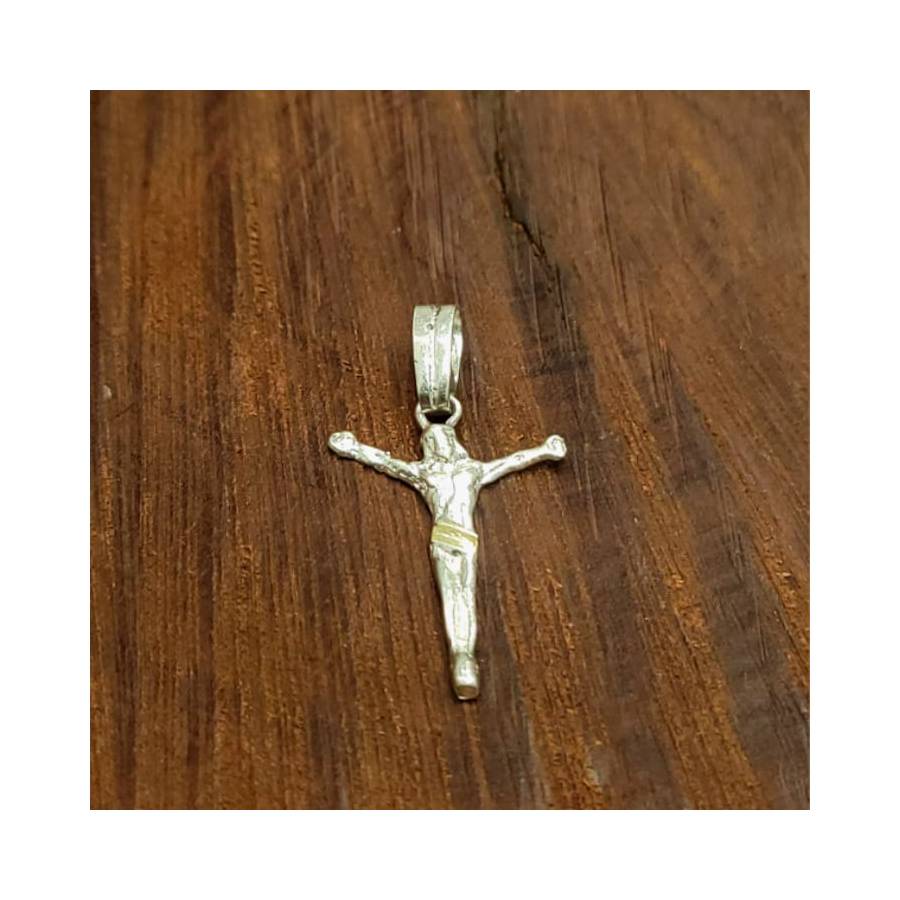 Dijes Crucifijo 32mm Plata y Oro