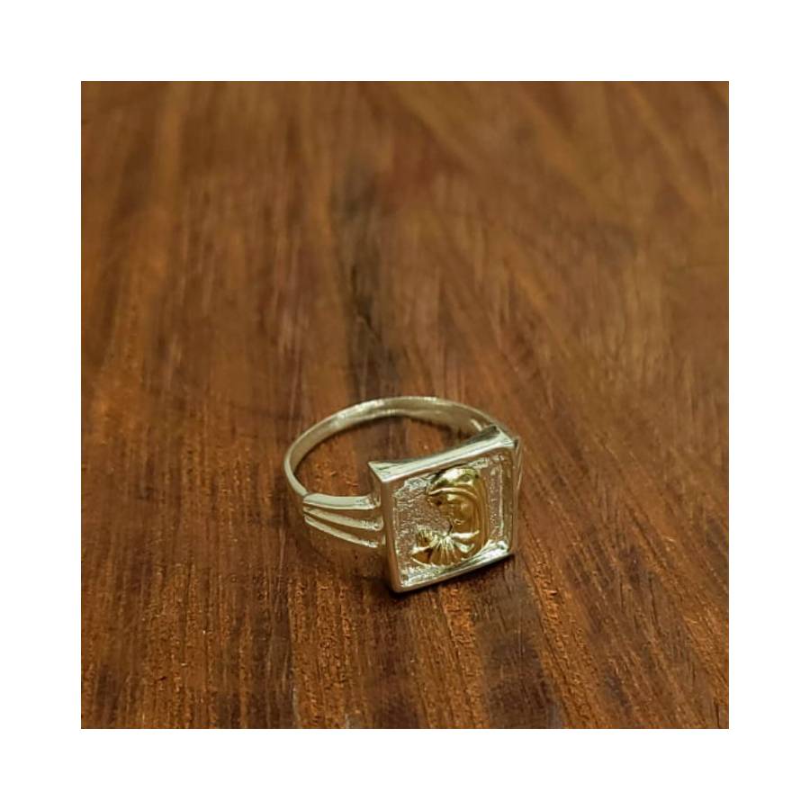Anillos Cuadrado Virgen Niña Plata y Oro