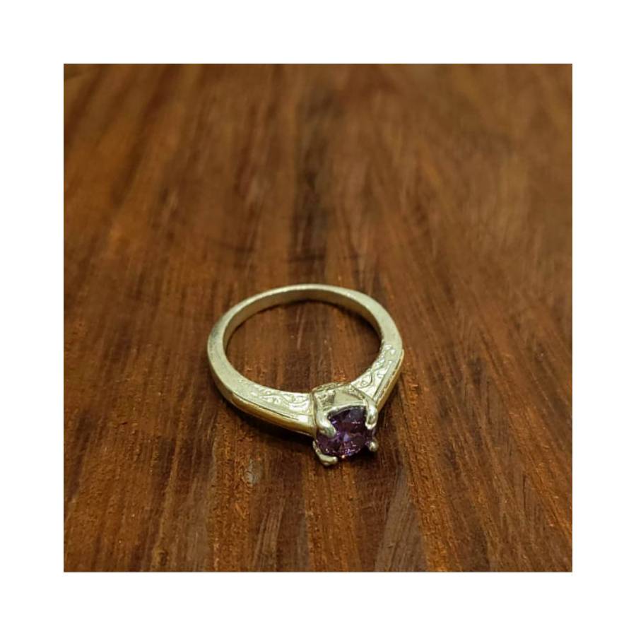 Anillos de Piedra Redondo 6mm Plata y Oro