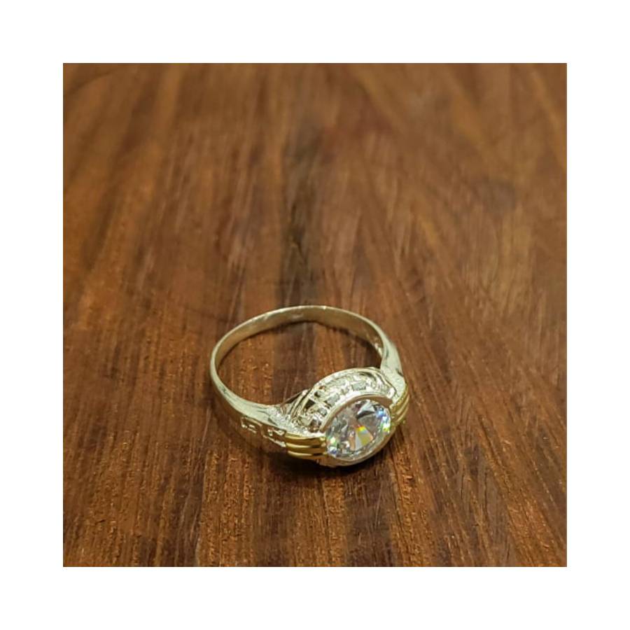 Anillos Cubic Redondo 11mm Plata y Oro