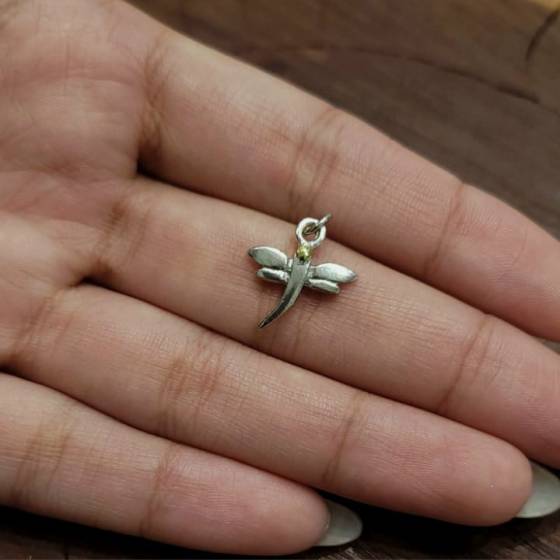 Dije Libelula 15mm de Plata y Oro