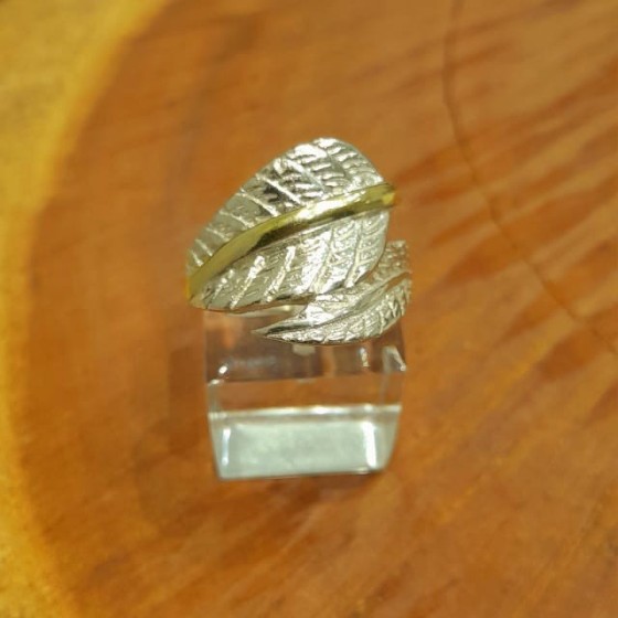 Anillo de Hoja Plata y Oro