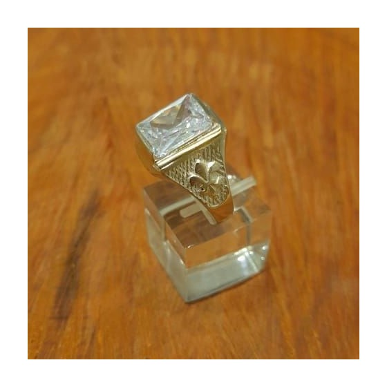 Anillo Sello Flor de Liz con Piedra