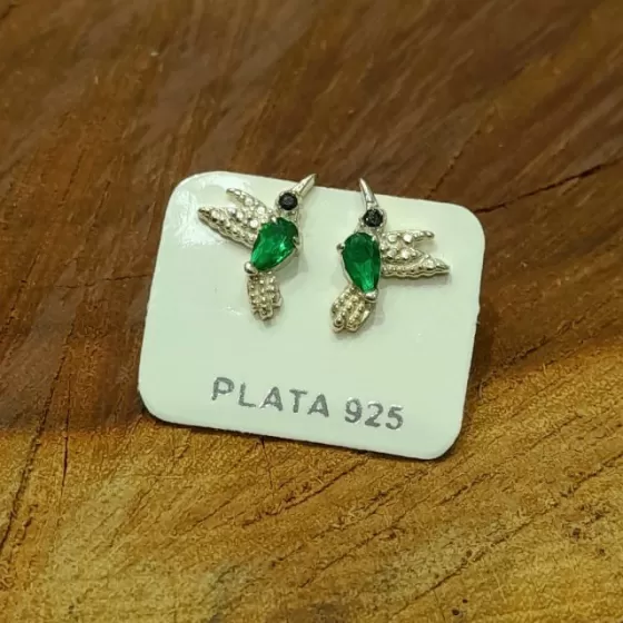 Aros Pasante Colibrí con Piedra