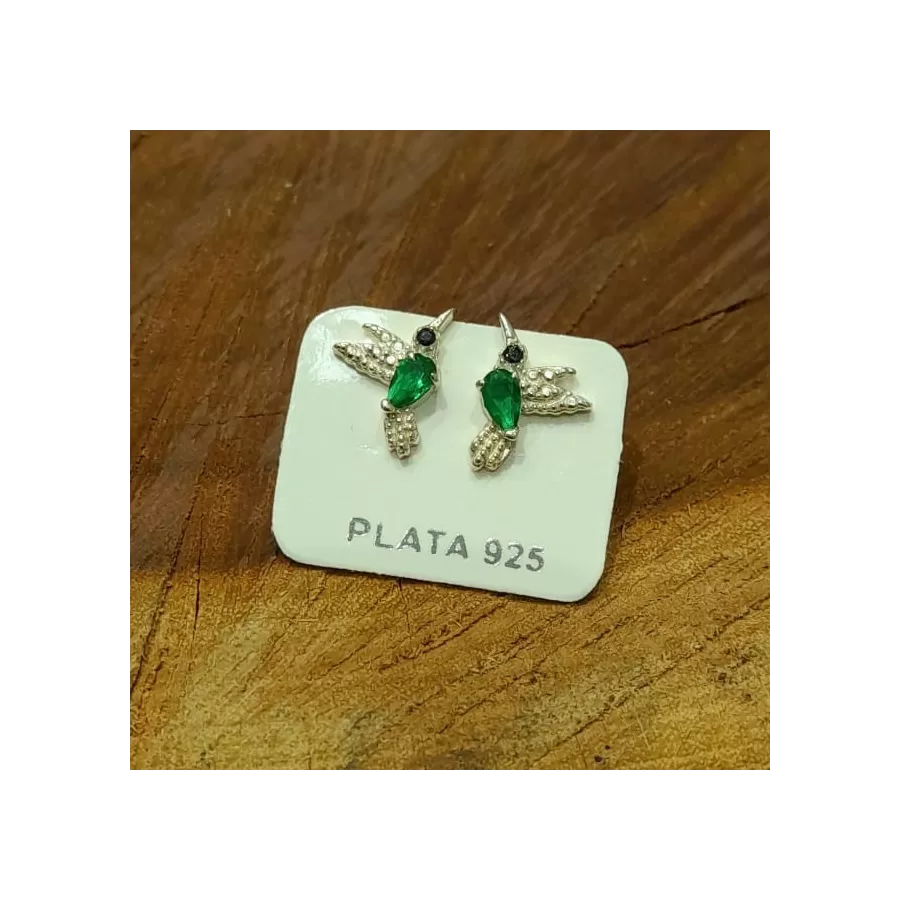 Aros Pasante Colibrí con Piedra