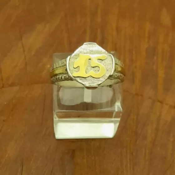 Anillo 15 Años Plata y Oro