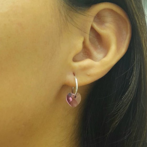 Aros Cubanos con Dije SW Corazón Rosa