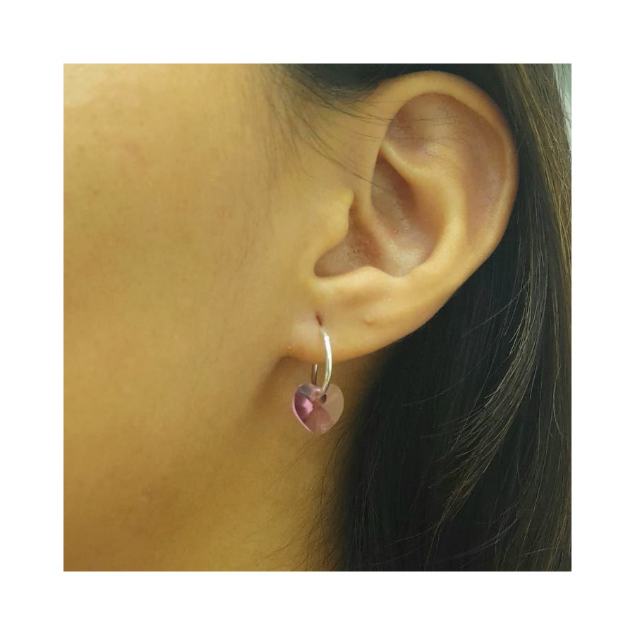 Aros Cubanos con Dije SW Corazón Rosa