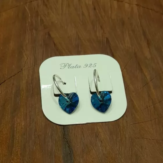 Aros Cubanos con Dije SW Corazón Azul