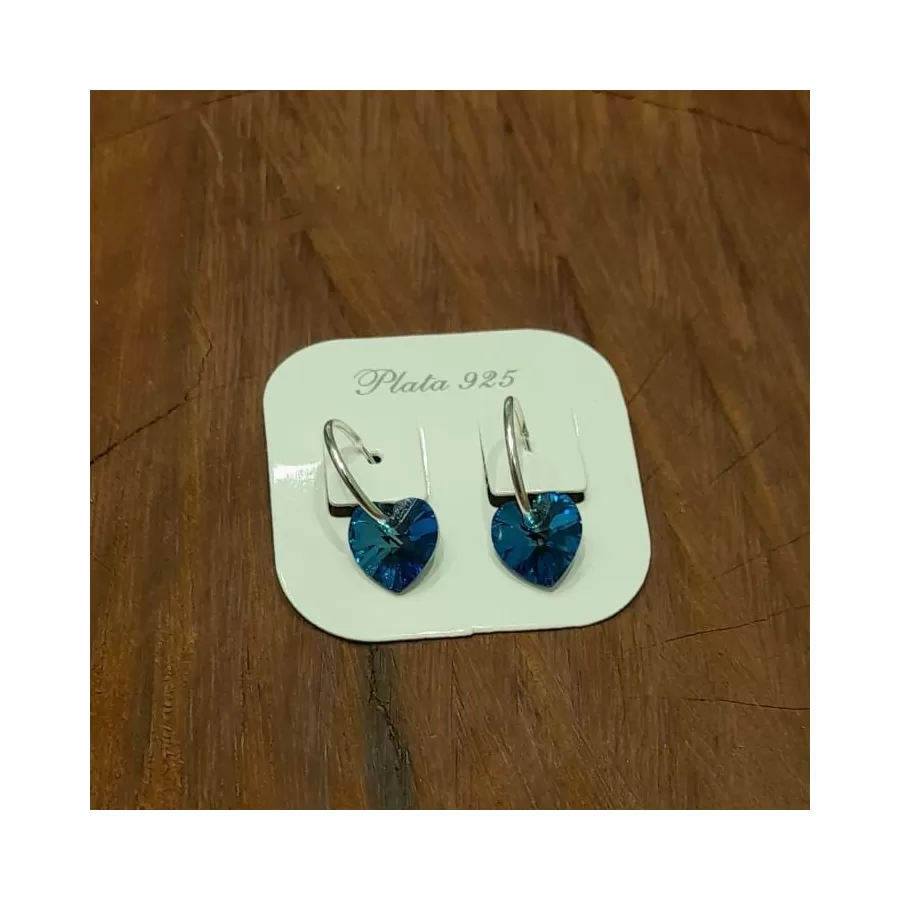 Aros Cubanos con Dije SW Corazón Azul