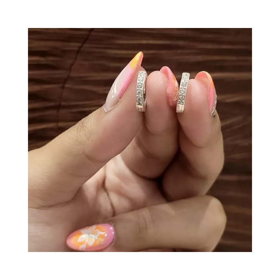 Aros Argollas Huggies con Piedras